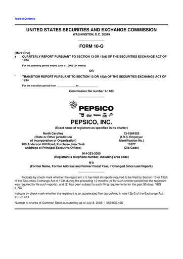 Thumbnail Pepsico 10-Q Quarterly Report FY 