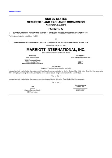 Thumbnail Marriott International 10-Q Quarterly Report FY 