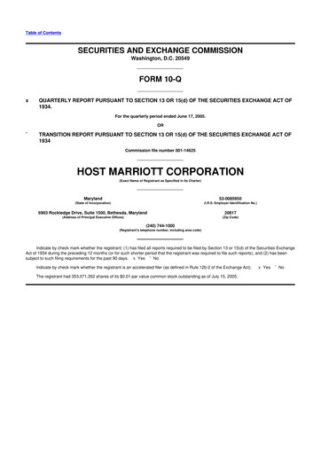 Thumbnail Host Hotels & Resorts
 10-Q Quarterly Report FY 