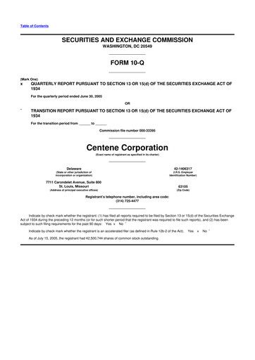 Thumbnail Centene 10-Q Quarterly Report FY 