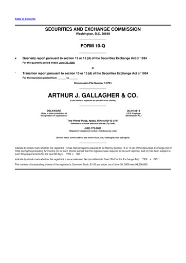 Vorschaubild Arthur J. Gallagher & Co.
 10-Q Quartalsbericht  