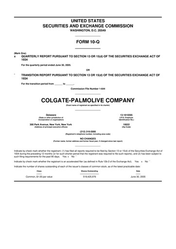 Thumbnail Colgate-Palmolive 10-Q Quarterly Report FY 