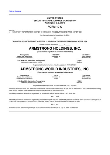 Thumbnail Armstrong World Industries
 10-Q Quarterly Report FY 
