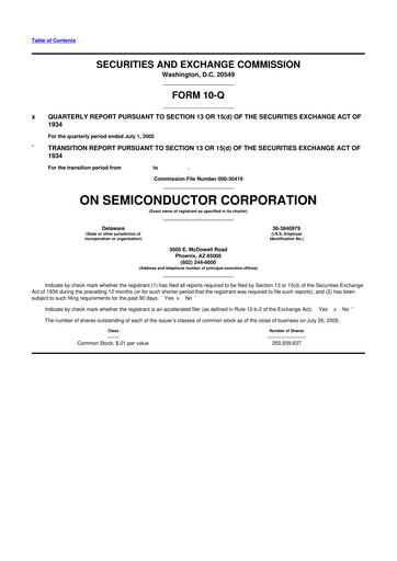 Thumbnail ON Semiconductor 10-Q Quarterly Report FY 