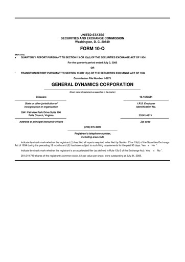 Thumbnail General Dynamics 10-Q Quarterly Report FY 