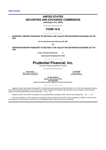 Thumbnail Prudential Financial 10-Q Quarterly Report FY 