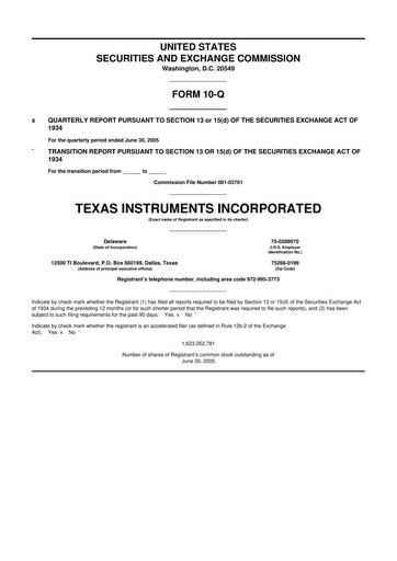 Miniature Texas Instruments 10-Q Rapport trimestriel  