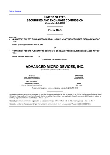 Thumbnail AMD 10-Q Quarterly Report FY 