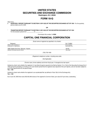 Thumbnail Capital One 10-Q Quarterly Report FY 