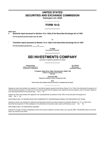 Thumbnail SEI Investments 10-Q Quarterly Report FY 