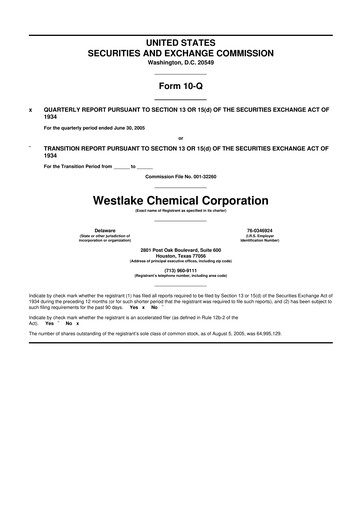 Thumbnail Westlake Corporation
 10-Q Quarterly Report FY 