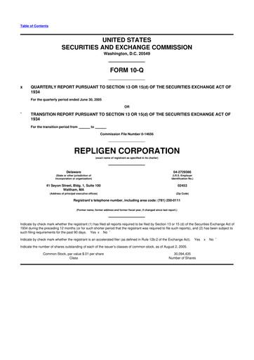 Thumbnail Repligen
 10-Q Quarterly Report FY 