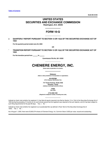 Thumbnail Cheniere Energy
 10-Q Quarterly Report FY 