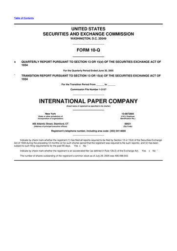 Thumbnail International Paper
 10-Q Quarterly Report FY 