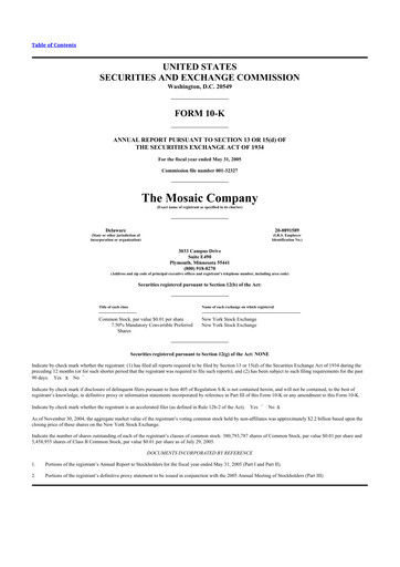 Thumbnail The Mosaic Company 10-K Annual Report 