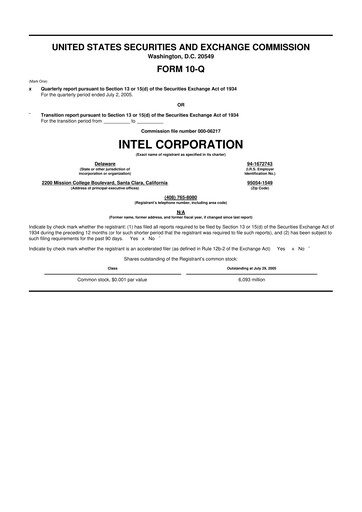 Thumbnail Intel 10-Q Quarterly Report FY 
