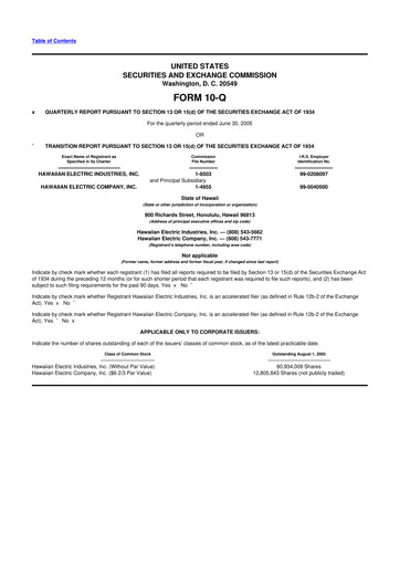 Thumbnail Hawaiian Electric Industries 10-Q Quarterly Report FY 