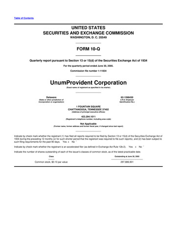 Thumbnail Unum 10-Q Quarterly Report FY 