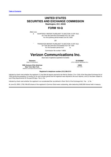 Vorschaubild Verizon 10-Q Quartalsbericht  