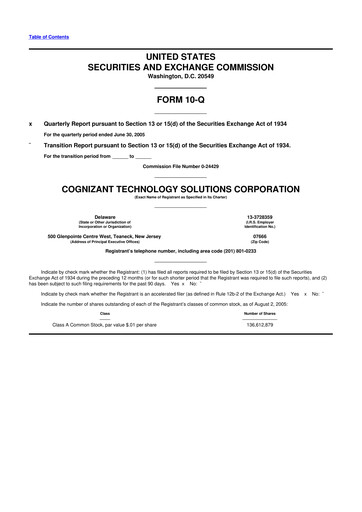Thumbnail Cognizant Technology Solutions  10-Q Quarterly Report FY 