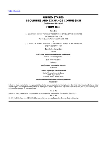 Thumbnail Bank of America  10-Q Quarterly Report FY 