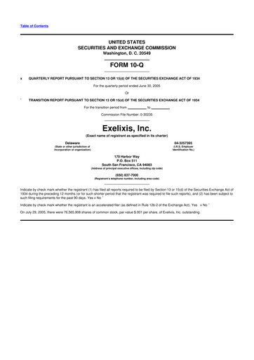 Thumbnail Exelixis 10-Q Quarterly Report FY 