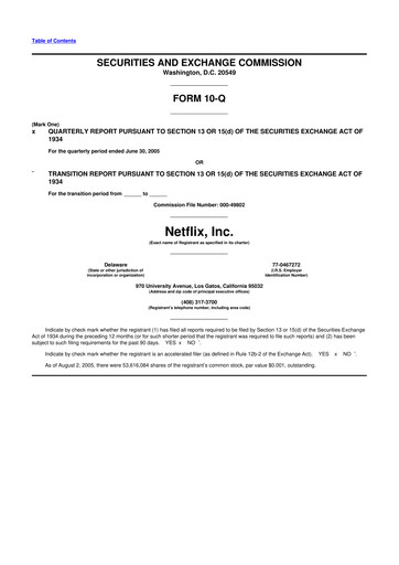 Vorschaubild Netflix 10-Q Quartalsbericht  