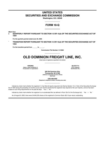 Thumbnail Old Dominion Freight Line
 10-Q Quarterly Report FY 