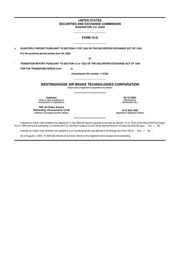 Thumbnail Wabtec 10-Q Quarterly Report FY 