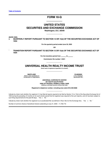 Thumbnail Universal Health Realty Income Trust 10-Q Quarterly Report FY 