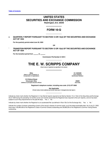 Thumbnail E. W. Scripps Company
 10-Q Quarterly Report FY 