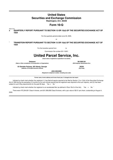 Thumbnail United Parcel Service 10-Q Quarterly Report FY 