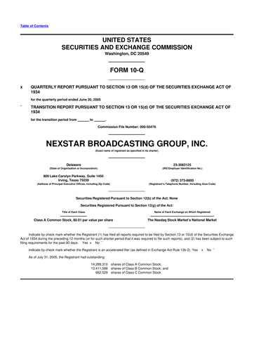 Thumbnail Nexstar Media Group
 10-Q Quarterly Report FY 