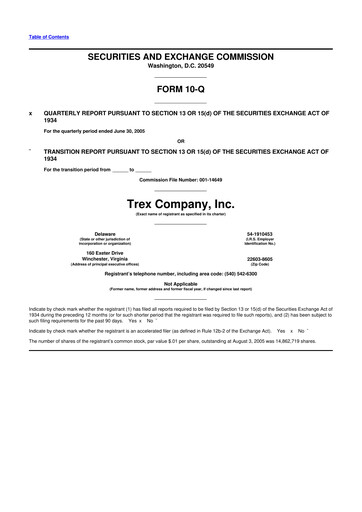 Miniature Trex 10-Q Rapport trimestriel  