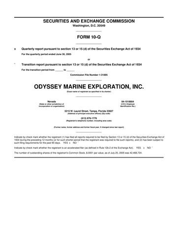 Thumbnail Odyssey Marine Exploration 10-Q Quarterly Report FY 