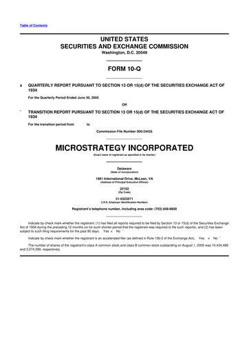 Thumbnail Strategy 
 (MicroStrategy) 10-Q Quarterly Report FY 