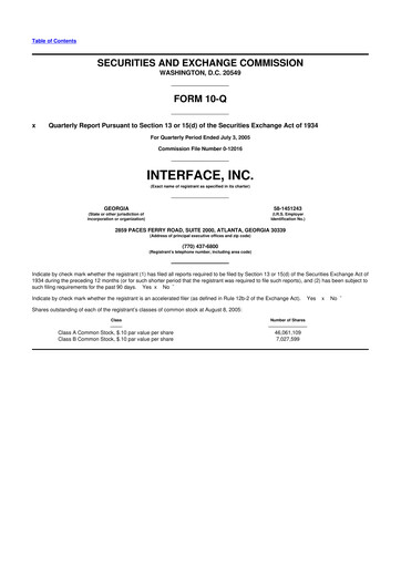 Vorschaubild Interface, Inc. 10-Q Quartalsbericht  
