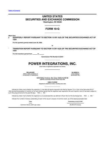Thumbnail Power Integrations
 10-Q Quarterly Report FY 