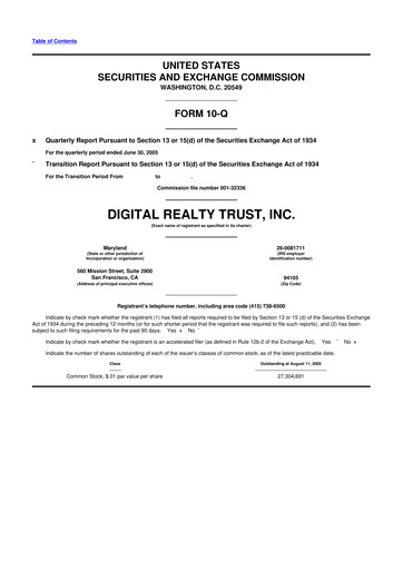 Thumbnail Digital Realty 10-Q Quarterly Report FY 