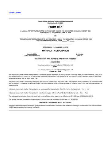 Thumbnail Microsoft 10-K Annual Report 