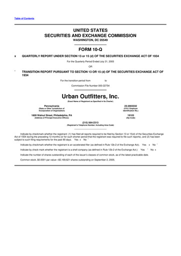 Thumbnail Urban Outfitters
 10-Q Quarterly Report FY 