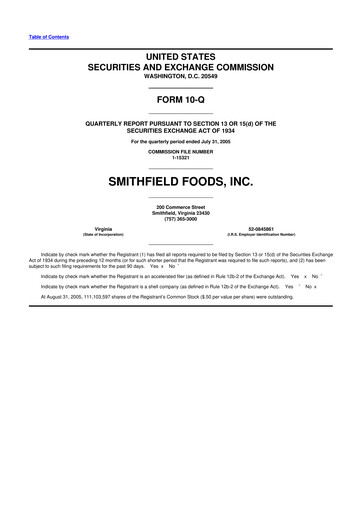 Thumbnail Smithfield Foods 10-Q Quarterly Report FY 