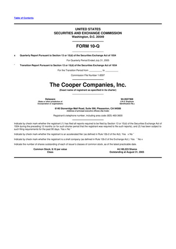 Thumbnail Cooper Companies 10-Q Quarterly Report FY 