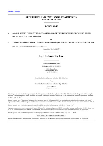 Thumbnail LSI Industries 10-K Annual Report 