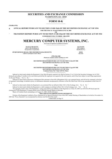 Thumbnail Mercury Systems 10-K Annual Report 