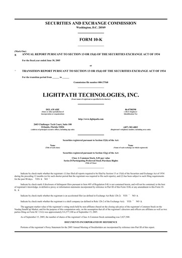 Thumbnail LightPath Technologies 10-K Annual Report 