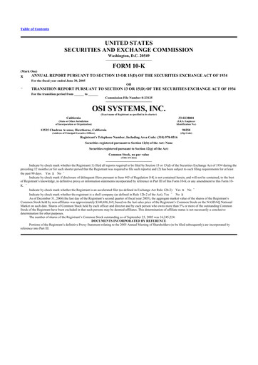 Thumbnail OSI Systems
 10-K Annual Report 