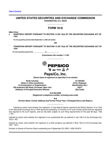Thumbnail Pepsico 10-Q Quarterly Report FY 