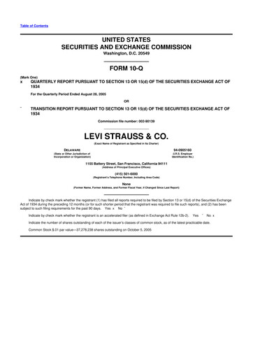 Thumbnail Levi Strauss & Co. 10-Q Quarterly Report FY 