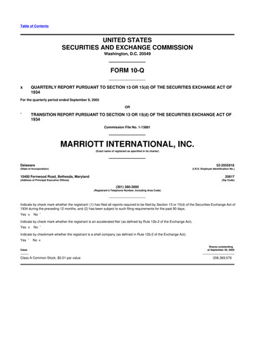Thumbnail Marriott International 10-Q Quarterly Report FY 
